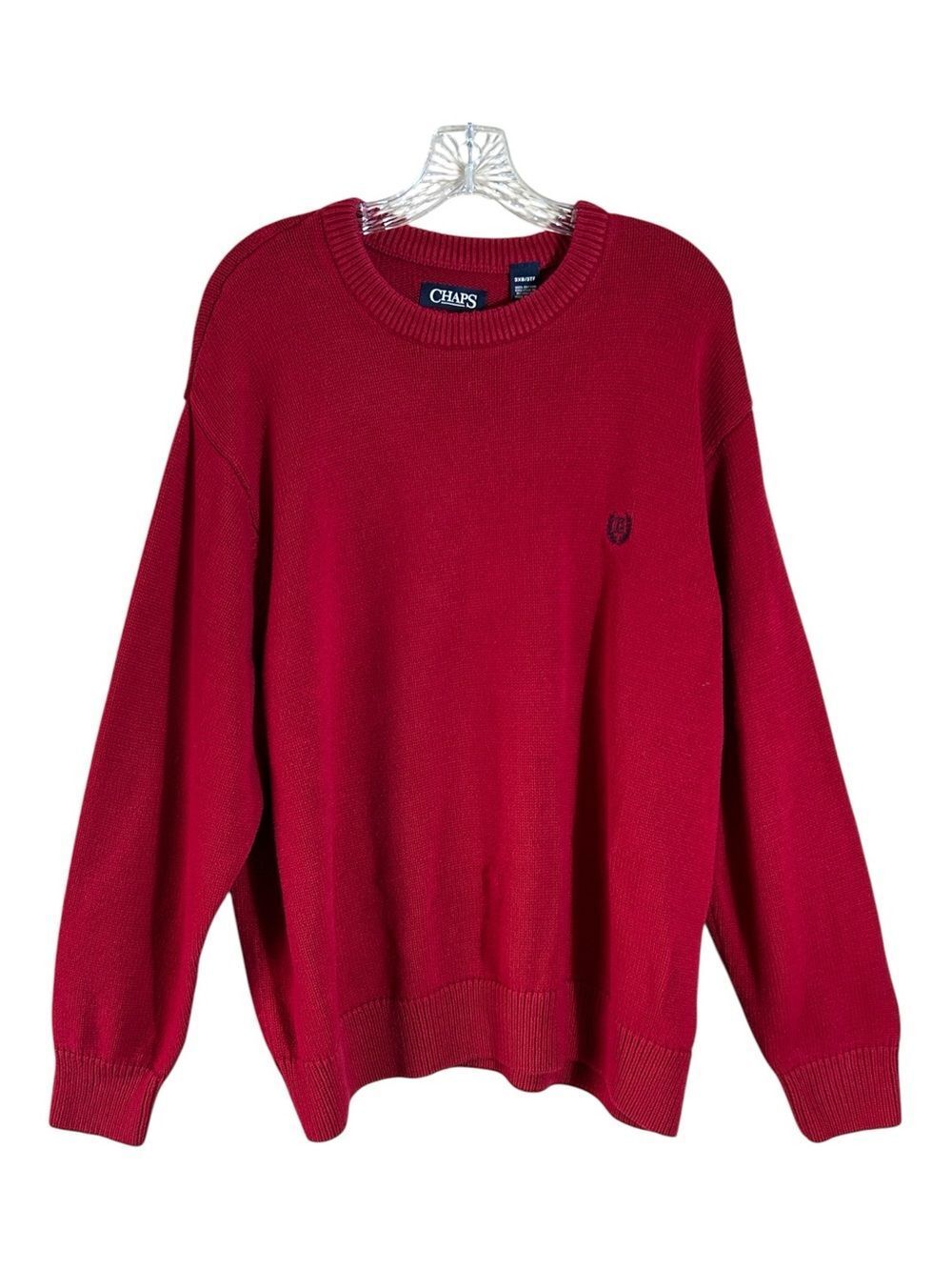 Chaps Men's Dark Red Cotton Crewneck Sweater